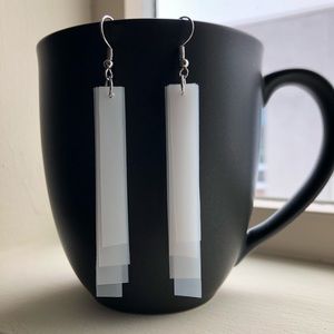 Handmade Long White Dangling Earrings